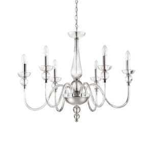 Ideal Lux Doge  Lampadario 6 Braccia In Vetro Trasparente Stile Classico Veneziano