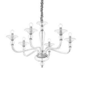 Ideal Lux Danieli  Lampadario 6 Braccia In Vetro Trasparente Stile Classico Veneziano