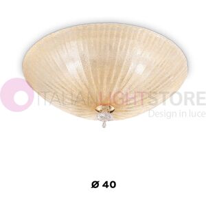 Ideal Lux Shell  Plafoniera Classica In Vetro Granigliato Ambra D.40 Cm