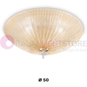 Ideal Lux Shell  Plafoniera Classica In Vetro Ambra Granigliato D.50 Cm