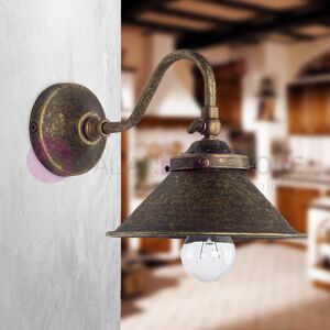 Iris Luce Casolare Applique Con Snodo Orientabile In Ottone Anticato Stile Rustico Country