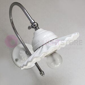 Iris Luce Bianca Applique Snodo Orientabile Ceramica Bianca Bagno