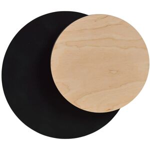 EMIBIG Circle Applique Da Parete Cerchi Nero E Legno Design Moderno