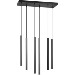 EMIBIG Selter Lampadario A 6 Luci Cilindri Metallo Nero Design Moderno