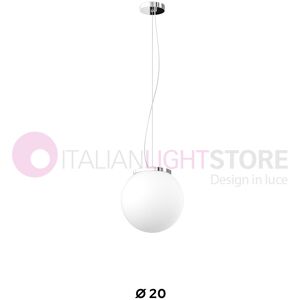 Top Light Illuminazione Mars Mini Lampada A Sospensione Sfera In Vetro Bianco D.20 Cm.