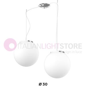 Top Light Illuminazione Mars Lampadario A 2 Sospensioni Sfere In Vetro Bianco D.30 Cm.