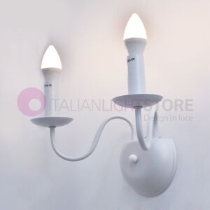 Perenz Srl Afrodite Applique Candelabro Rustico 2 Luci Bianco Stile Provenzale