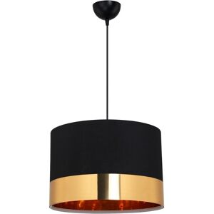 Toscohome Lampada a sospensione 70h tessuto nero fascia oro Alfina