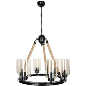 Toscohome Lampada da soffitto stile retrÃ² nera dettagli corda 6 punti luce - Lotus ASZ0686