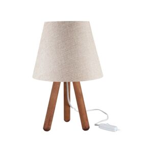 Toscohome Lampada da tavolo treppiede color noce e paralume beige - Pino ASZ1452