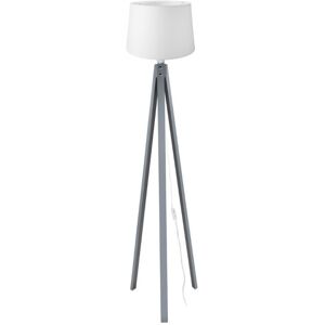 Toscohome Lampada da terra treppiede grigio con paralume bianco in tessuto DECOGRI3565