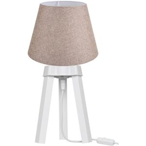 Toscohome Lampada da tavolo treppiede bianco e paralume beige - PIKOBI2634