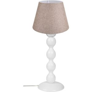 Toscohome Lampada da tavolo bianca e paralume tessuto colore beige - LAGUNAH372634