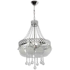 Toscohome Lampada da soffitto 70 cm in metallo e vetro decorato colore argento e pietre effetto cristallo