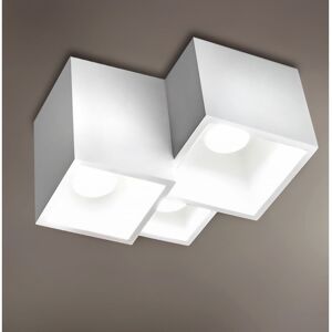 Applique da Soffitto in Gesso Pitturabile, H150mm, 3xGU10