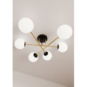 EMIBIG lighting Lampadario Magnum Nero e Oro con 6 Sfere Satinate E14 da soffitto