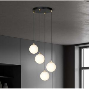 EMIBIG lighting Lampadario a sospensione Royal 4, Nero con sfere Satinate - E14