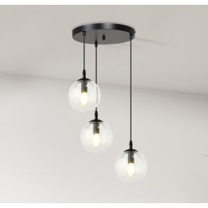 EMIBIG lighting Lampadario a Sospensione COSMO 3 BLACK TRANSPARENT PREMIUM