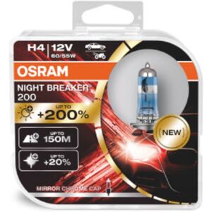 Osram Lampada alogena H4 Night Breaker 200 12V/60/55W, 2 pezzo