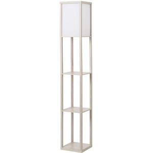 Homcom Lampada da Terra con 3 Mensole Integrate, Attacco E27 Potenza 40W, Arredamento Moderno in MDF, 26x26x160cm, Rovere