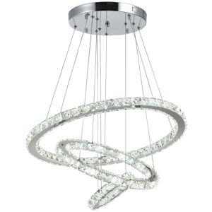 Homcom Lampadario di cristallo lampadari a soffitto a 3 anelli con telecomando regolabile moderno in acciaio inossidabile
