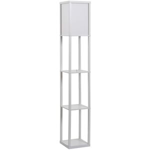 Homcom Lampada da Terra con 3 Mensole Integrate, Attacco E27 Potenza 40W, Arredamento Moderno in MDF, 26x26x160cm, Bianco