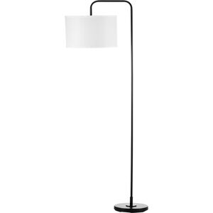 Homcom Lampada da Terra Moderna in Acciaio con Paralume in Tessuto Effetto Lino, 64x38x163.5 cm, Bianca e Nera