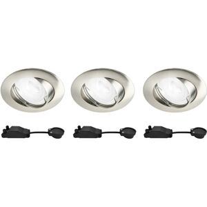 Inspire Set da 3 pezzi Faretto da incasso LED Clane tondo nichel, orientabile foro incasso 5.5 cm luce bianco naturale