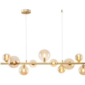 NOVECENTO Lampadario Glamour Fenix oro opaco in vetro, 10 luci,