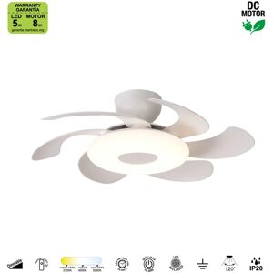 MANTRA Ventilatore da soffitto FLOWER, bianco, Ø 50 cm, CCT, dimmerabile,  IP20