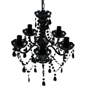 vidaXL Lampadario in Cristallo con 5 Lampadine Nero