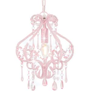 vidaXL Lampadario con Perle Rosa Rotondo E14