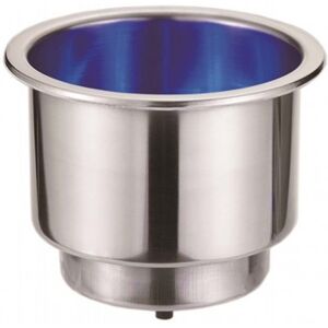 Portabicchiere e lattina in acciaio inox da incasso con illuminazione a led Blu