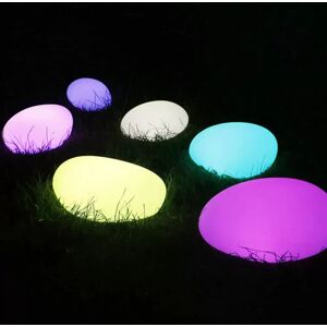 Sfera Led Stone luminosa decorativa da giardino 1W RGBW 32×27 cm IP67 a batteria 1 lampada Media V-TAC