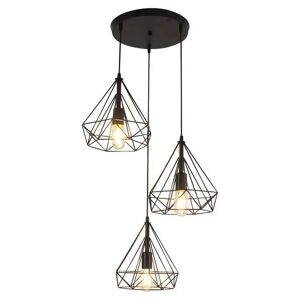 Lampadario da soffitto Gabbia 3L Vintage Nero 3 x E27 M LEDME