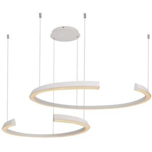 V-Tac Vt-7914 Lampadario Led A Sospensione Con 2 Mezzaluna Distanziate 48w In Metallo Corpo Bianco 110*80*120cm 4000k Triac Dimmerabile - 14993