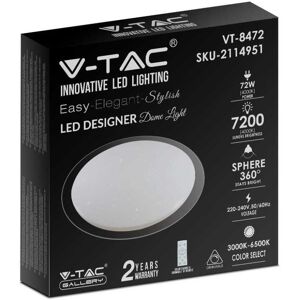 V-Tac Vt-8472 Plafoniera Led 72w Bianca Effetto Cielo Stellato -  Cambia Colore 3in1 Dimmerabile Con Telecomando Corpo Bianco - Sku 2114951