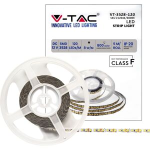 V-Tac Vt-3528 Striscia 120led/mt Smd3528 Strip 5mt 8w/mt 12v Luce Bianco Naturale 4000k Ip20 - Sku 212042