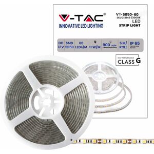 V-tac Striscia 300led 11w/mt Smd5050 Strip 5m Ip65 - Mod. Vt-5050 Sku 212149 - Bianco Caldo 3000k