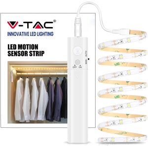 V-Tac Vt-8082 Kit Striscia Led 2.8w 1m Ip65 Con Alimentazione A Batterie E Sensore Movimento Pir Bianco Naturale 4000k - Sku 2574