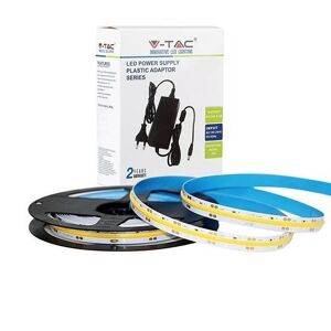 V-Tac Kit Striscia Led 24v Cob 5m Monocolore Bianco Naturale 4000k Cri>90 Ip20 + Alimentatore - Sku 2680