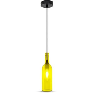 V-Tac Vt-7558 Lampadario Led Forma Bottiglia Decorativo In Vetro 1mt Attacco E14 Ф72mm Colore Giallo Sku 3773