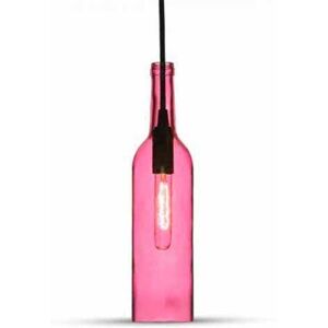 V-Tac Vt-7558 Lampadario Led Forma Bottiglia Decorativo In Vetro Rosa-Fucsia 1mt Attacco E14 Ф72mm Sku 3774