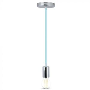 V-Tac Vt-7338 Lampadario A Sospensione 1mt E27 In Metallo Con Cavo Colorato Azzurro Ф39mm Ip20 - Sku 3787