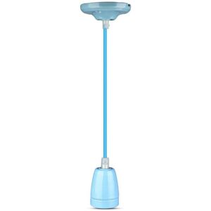 V-Tac Vt-7998 Lampadario Pendente 1mt E27 In Porcellana Ф47mm Cavo In Corda Colore Blu Ip20 - Sku 3806