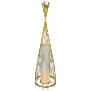 V-Tac Vt-3100 Lampada Da Terra Piantana In Vero Legno Rattan Con Portalampada Per Lampade E27 - Sku 40571