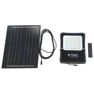 V-Tac Vt-55300 Faro Led 2400lm Alimentato A Pannello Solare 20w Fotovoltaico Batteria Con Telecomando Luce Bianco Freddo 6400k Sku 6970