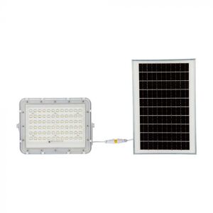 V-Tac Vt-120w Faro Led Bianco Con Pannello Solare 15w E Telecomando Led Proiettore Con Batteria Sostituibile 4000k 3m Cavo - 7844