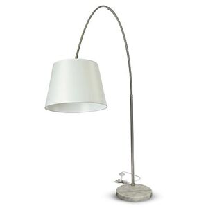 V-Tac Vt-7451 Lampada Da Terra Piantana In Metallo Corpo Bianco Ricurva Orientabile Base In Marmo Con Portalampada E27 196cm - Sku 8565