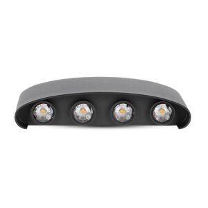 V-Tac Vt-848 Lampada Led Cobx8pcs Up/down Da Parete Alluminio Nero Wall Light 3000k Ip54 - Sku 8619